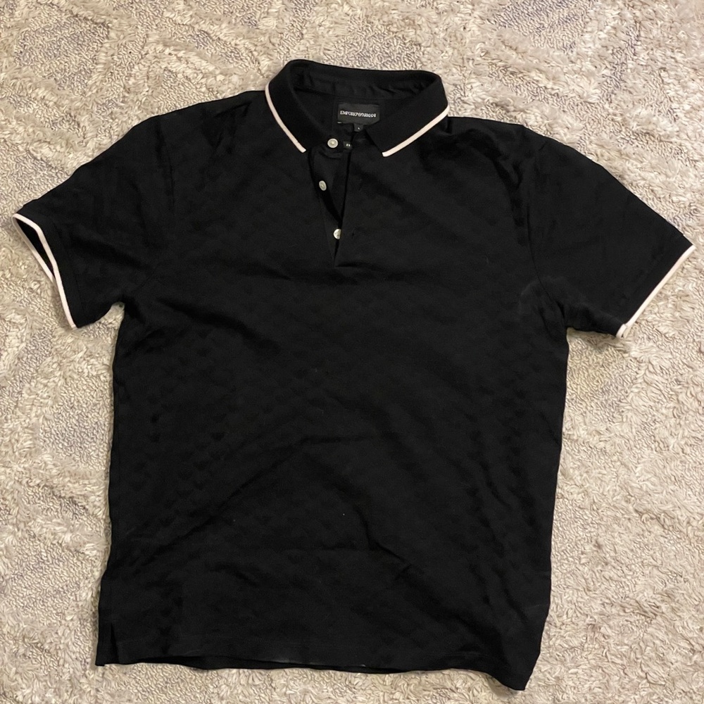 Worn Emporio Armani Black Polo Shirt